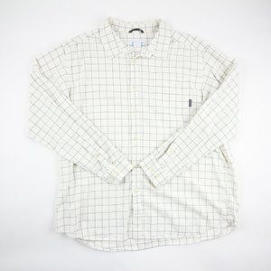 Columbia Mens Button Up Shirt White Windowpane Check Long Sleeve Coton Size 2X